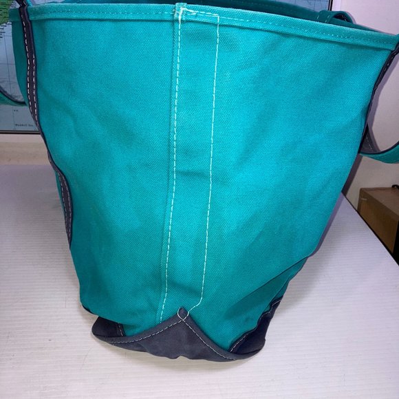 Vintage L.L. Bean Boat & Tote Canvas Bag Teal/Blue "TIPSEA" Embroidered 22x14 - Picture 5 of 12
